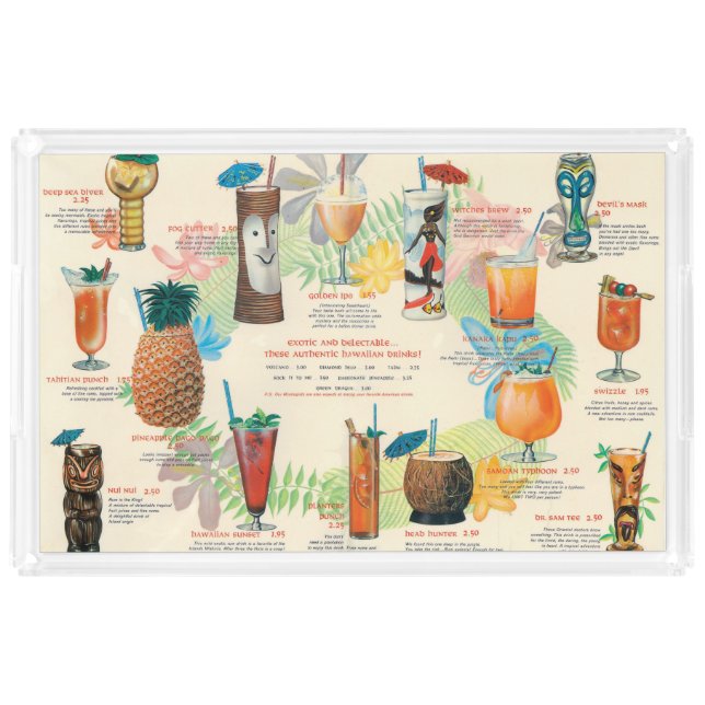 Classic Polynesian Tiki Acrylic Tray (Front)