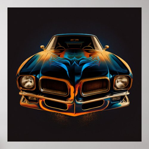 Classic Pontiac Firebird in silhouette w/ dark bg Poster
