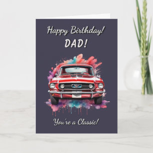Classic Pony Car Red Muscle Car Birthday Card