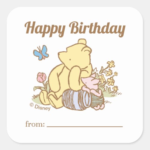 Classic Pooh  A Gift From _ Birthday Square Sticker