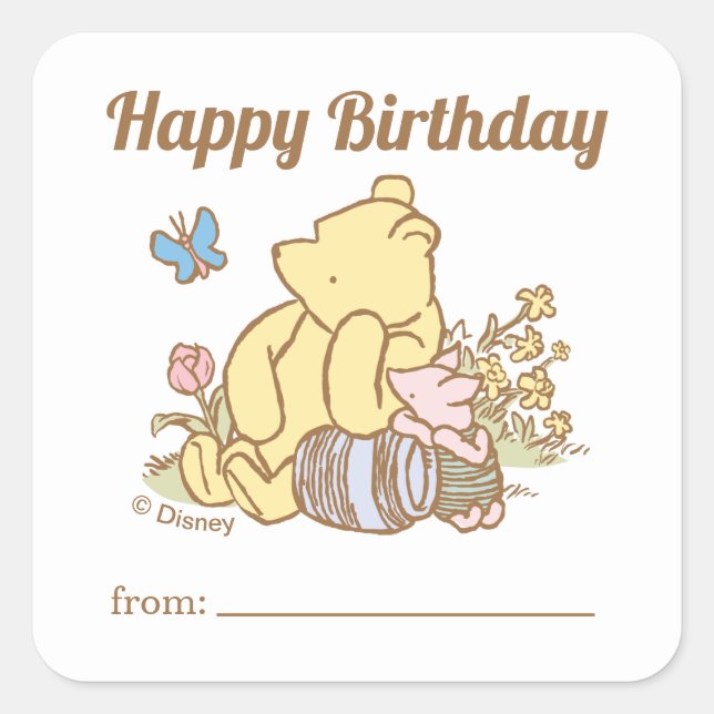 Classic Pooh | A Gift From - Birthday Square Sticker (Front)
