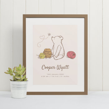 Classic Pooh And Honey Pots Birth Stats Poster by winniethepooh at Zazzle
