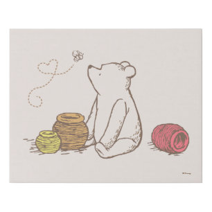 Classic Pooh and Honey Pots Faux Canvas Print