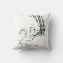 Classic Pooh Bear & Piglet Walking Throw Pillow