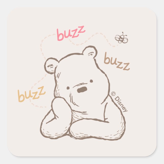 Classic Pooh | Buzz Buzz Buzz Square Sticker (Front)