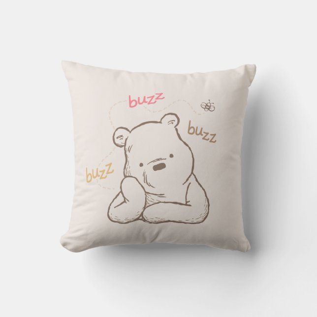 Classic Pooh | Buzz Buzz Buzz Throw Pillow (Front)