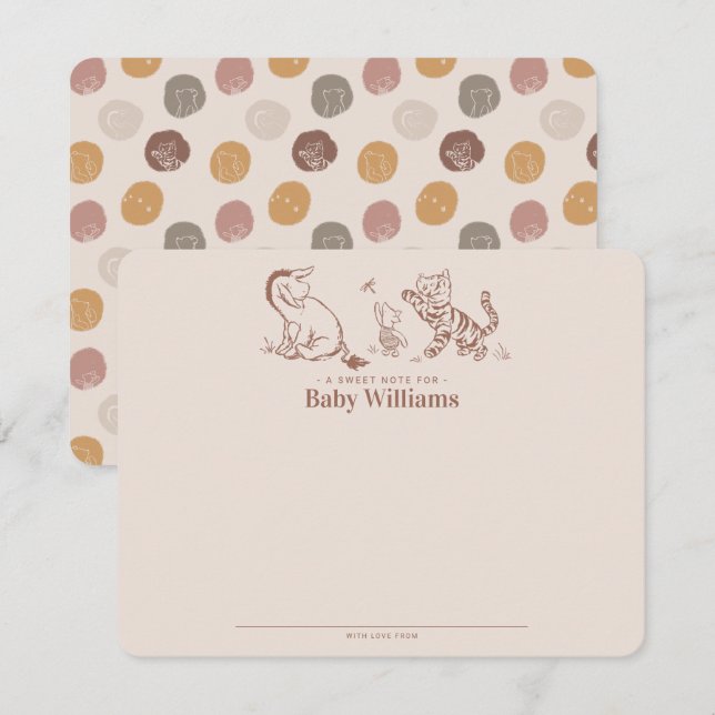 Classic Pooh & Pals Baby Shower Note Card (Front/Back)
