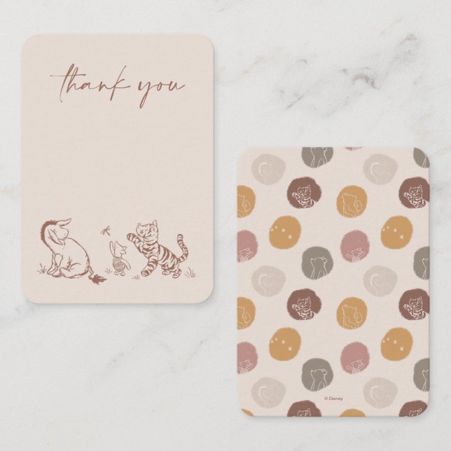 Classic Pooh & Pals Baby Shower Thank You Place Card (Front/Back)