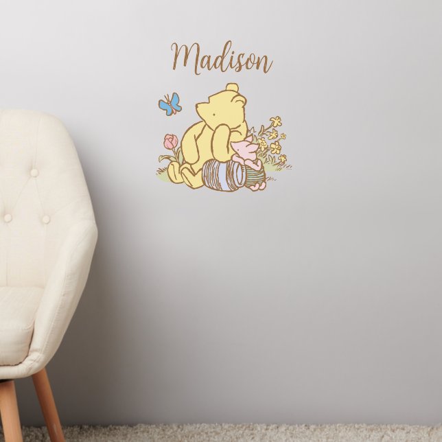 Classic Pooh Personalized Wall Decal (Living Room 2)