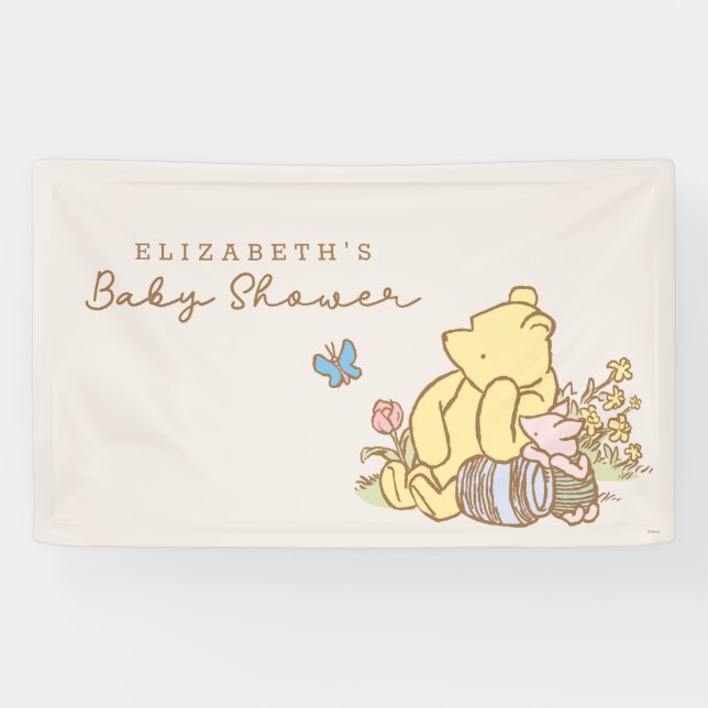 Classic Pooh & Piglet Baby Shower Banner (Horizontal)