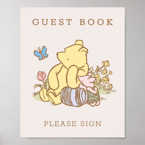 Classic Pooh  Piglet Baby Shower Poster