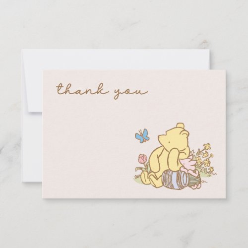 Classic Pooh  Piglet Baby Shower Thank You Invitation