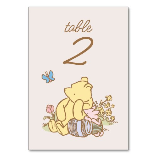 Classic Pooh  Piglet No Wrap Baby Shower Table Number