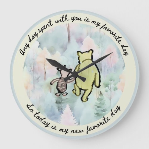 Classic Pooh Quote Pooh and Piglet Watercolor Large Clock