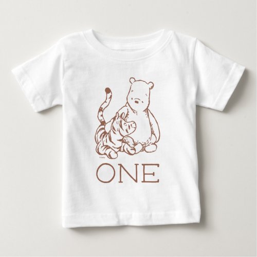 Classic Pooh  Tigger  1st Birthday _ One Baby T_Shirt