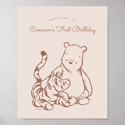 Classic Pooh  Tigger 1st Birthday Welcome  Poster