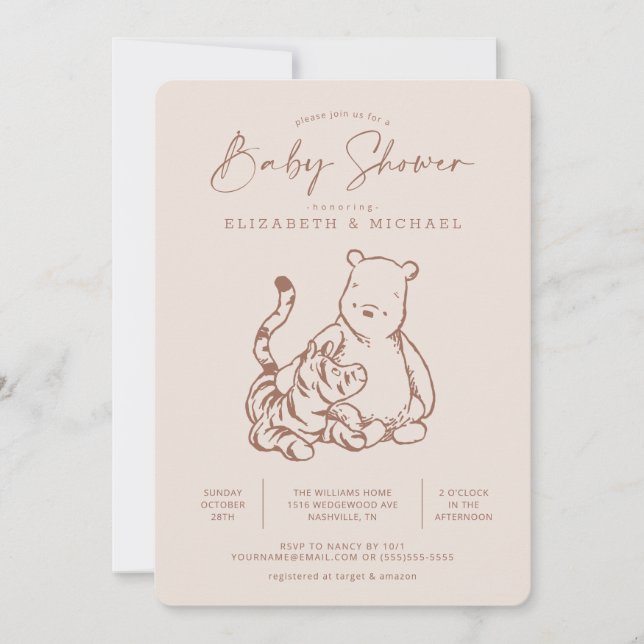 Classic Pooh & Tigger Baby Shower Invitation (Front)