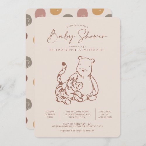 Classic Pooh  Tigger Baby Shower Invitation