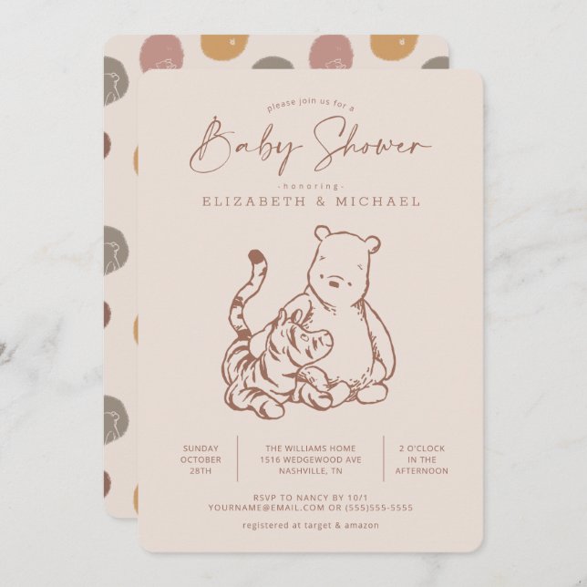 Classic Pooh & Tigger Baby Shower Invitation (Front/Back)