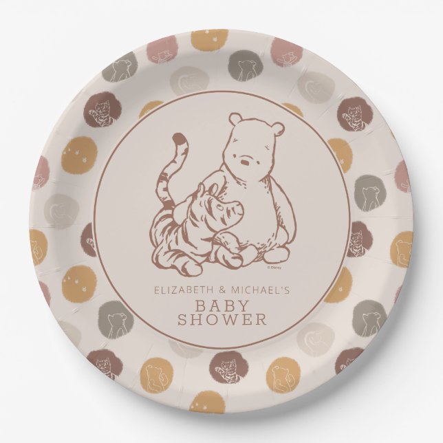 Classic Pooh & Tigger Baby Shower Paper Plates (Front)