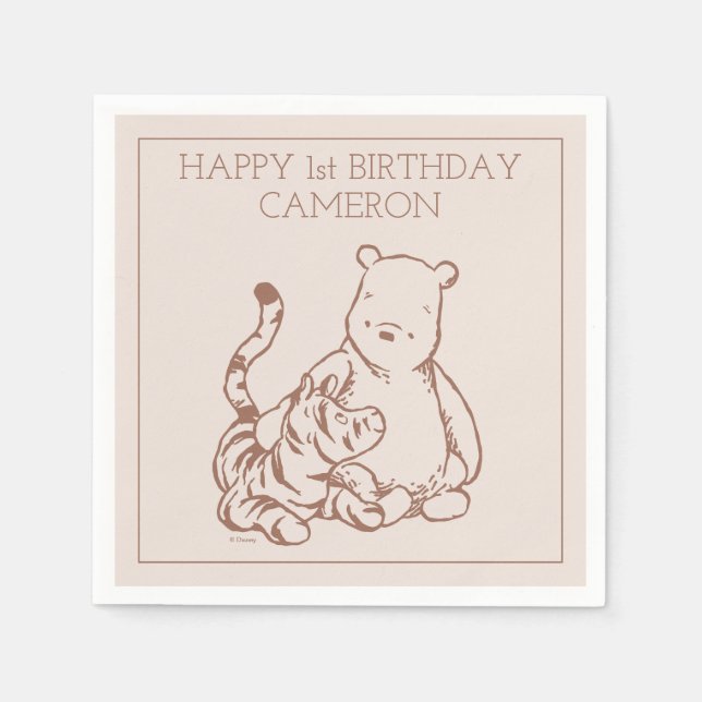 Classic Pooh & Tigger First Birthday Napkins (Front)