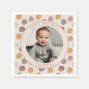 Classic Pooh & Tigger First Birthday Photo Napkins
