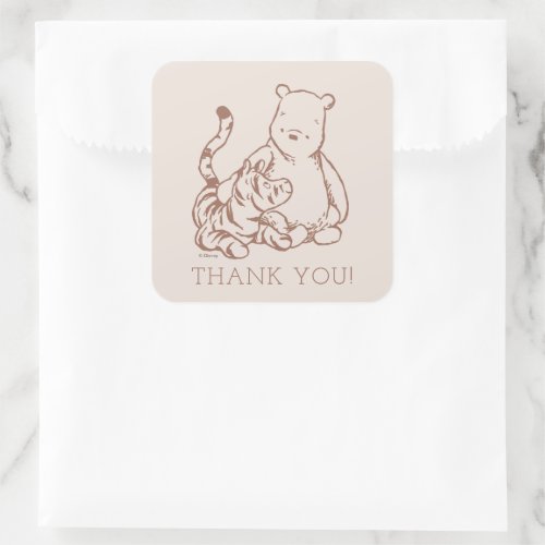 Classic Pooh  Tigger First Birthday Thank You Square Sticker