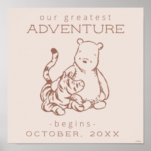 Classic Pooh  Tigger  Pregnancy Announcement Poster