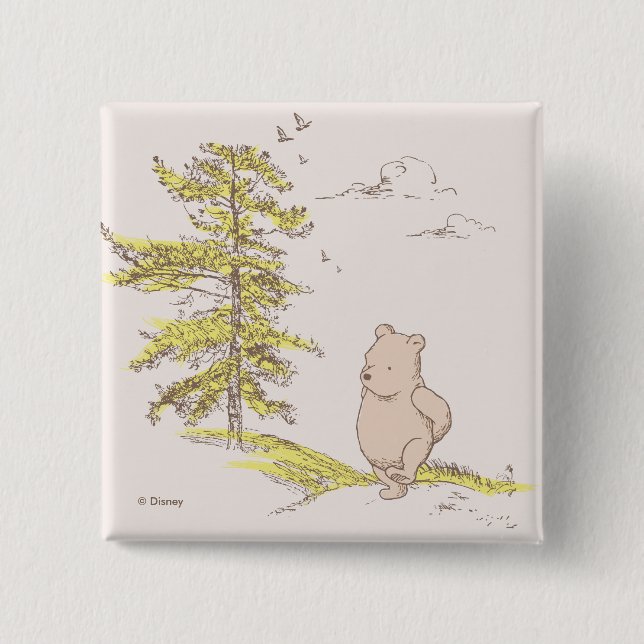 Classic Pooh Walking in the Woods Button (Front)