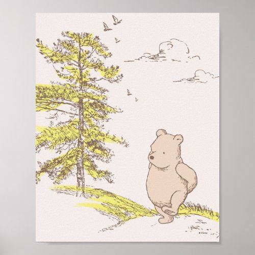 Classic Pooh Walking in the Woods Poster
