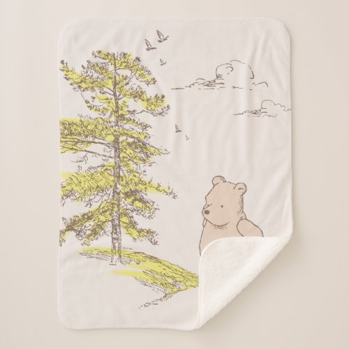 Classic Pooh Walking in the Woods Sherpa Blanket