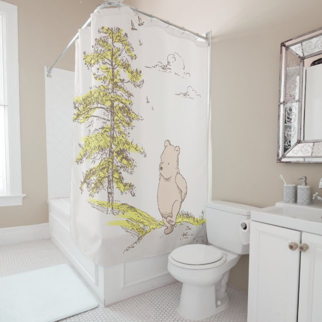 Classic Pooh Walking in the Woods Shower Curtain (In Situ)