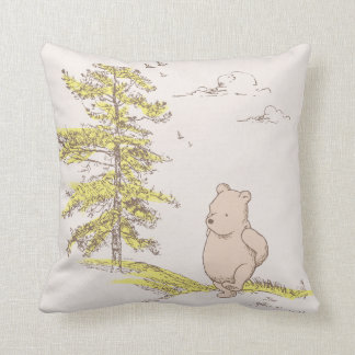 Classic Pooh Walking in the Woods Throw Pillow