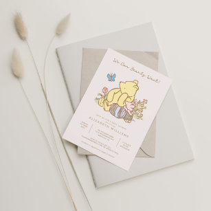 Classic Pooh   We Can Bearly Wait Baby Shower Invitation