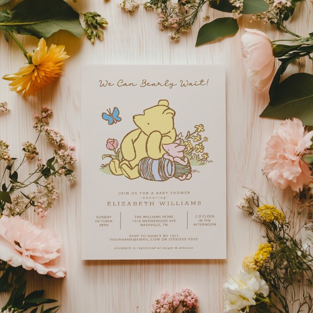 Classic Pooh | We Can Bearly Wait Baby Shower Invitation (Creator Uploaded)