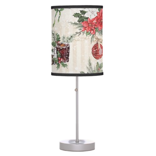 Classic popular Christmas red and white poinsettia Table Lamp