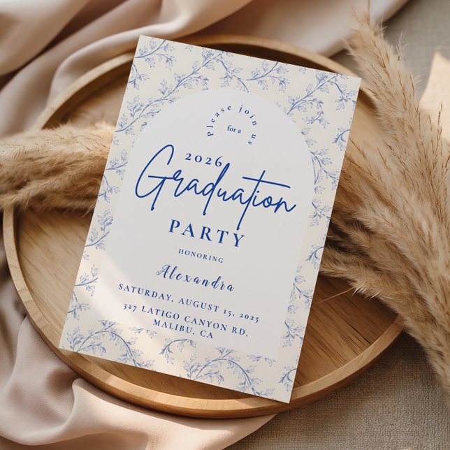 Classic Porcelain Blue Graduation Party Invitation (Creator Uploaded)
