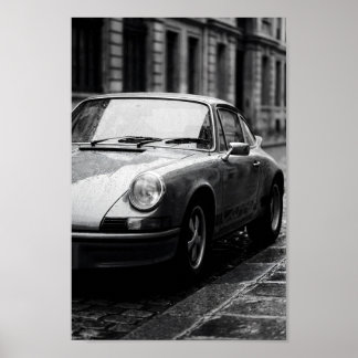 Classic Porsche 911 Rainy Street Poster