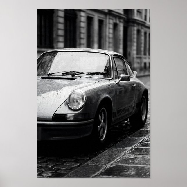 Classic Porsche 911 Rainy Street Poster (Front)
