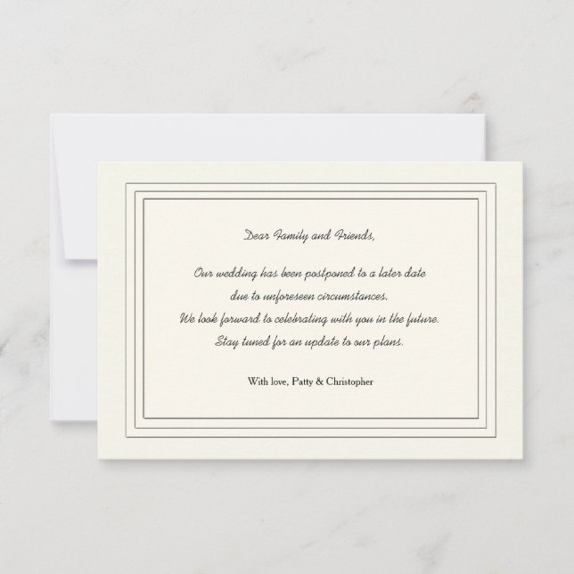Classic Postponement Announcement Card (Front)