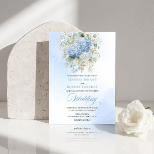 Classic Powder Blue Hydrangea Wedding Invitation