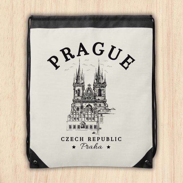 Classic Prague Czech Republic Landscape Drawstring Bag (Creator Uploaded)