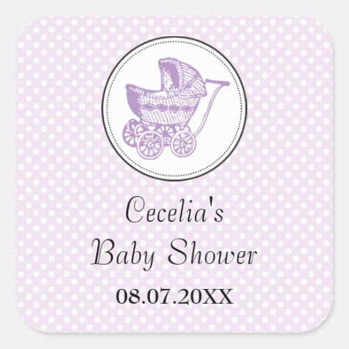Classic Pram Baby Shower Sticker