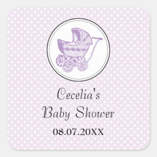 Classic Pram Baby Shower Sticker