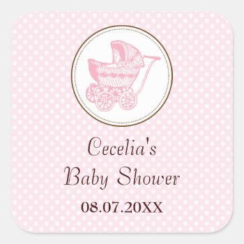 Classic Pram Baby Shower Sticker by starstreamdesign at Zazzle