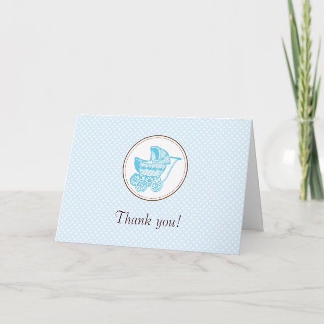 Classic Pram Baby Shower Thank You Card (Front)