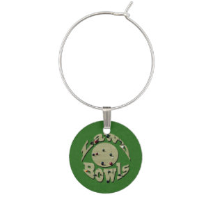Classic Precision: Circular Lawn Bowls Logo Wine Charm
