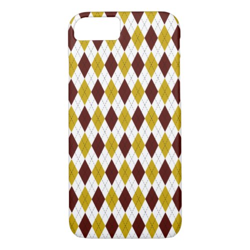 Classic Preppy Argyle in Garnet and Gold iPhone 87 Case