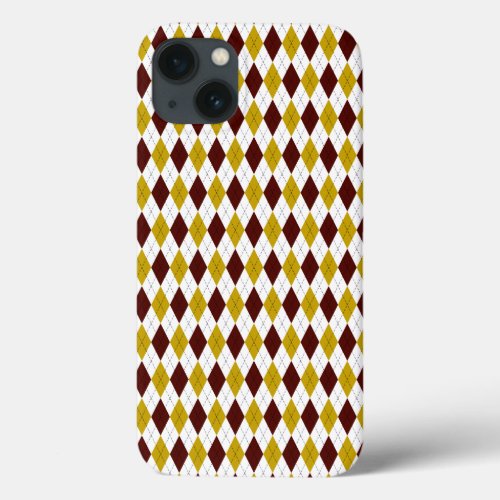 Classic Preppy Argyle in Garnet and Gold iPhone 13 Case