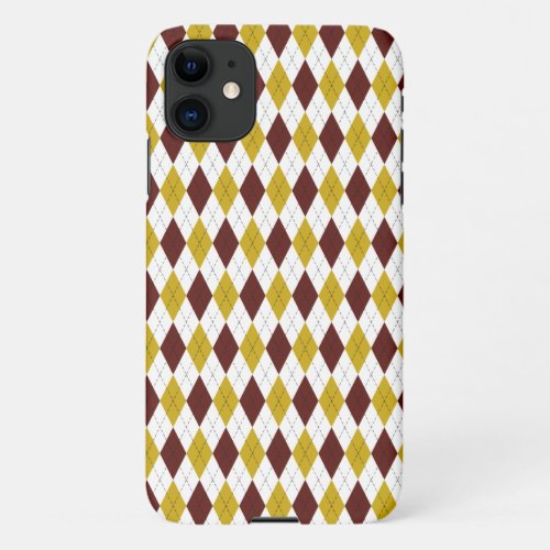 Classic Preppy Argyle in Garnet and Gold iPhone 11 Case